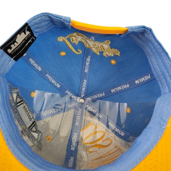 Men's Los Angeles Snapback Hat – Sky Blue & Yellow Cap w/ Football Graphic - Picture 9 of 9